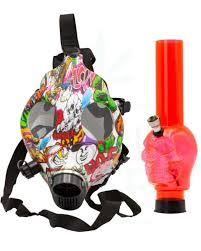 Gas Mask:Multicolor Printed Gas Mask with Bong Color Red