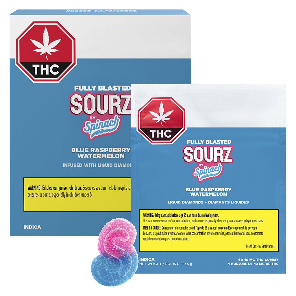 SOURZ by Spinach® - Fully Blasted Blue Raspberry Watermelon Gummies - 10x1 Pack