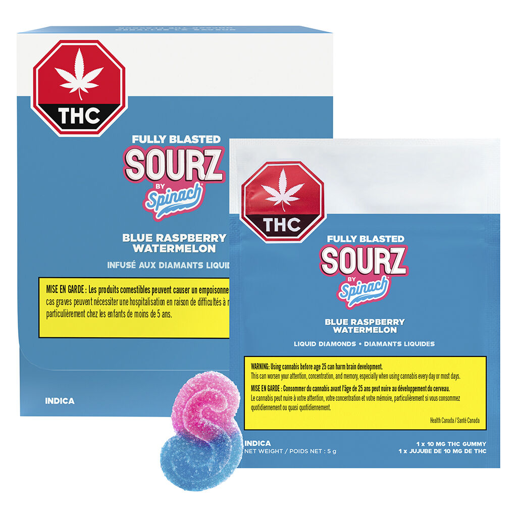 SOURZ by Spinach® - Fully Blasted Blue Raspberry Watermelon Gummies - 5x1 Pack