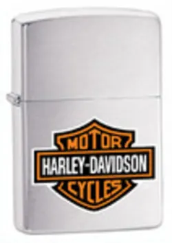 Zippo Lighter - Harley Davidson Logo Brushed Chrome