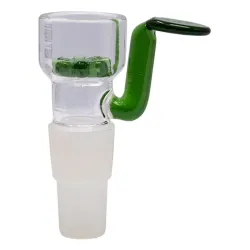 GREEN GLASS BOWL WITH IN BUILT SCREEN AND ANGLED HANDLE 14MM AND 19MM - BOWL