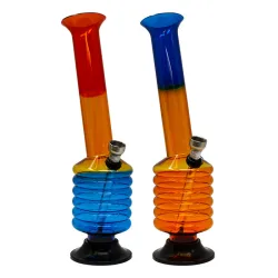 Tri Color Multi Ring Base Acrylic Bong 10 Inshes - BONG 10"