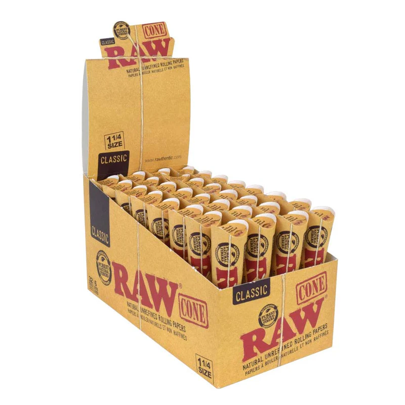 Paper: Raw Cones 1 1/4. 6 cones/pack,32/box the d