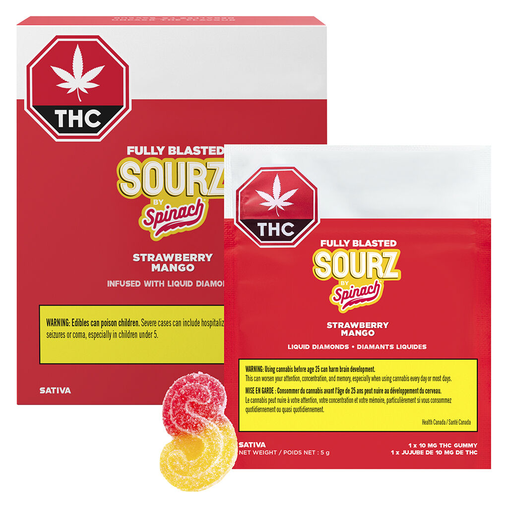 SOURZ by Spinach® - Fully Blasted Strawberry Mango Gummies - 10x1 Pack