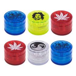 Assorted Color 4 Part Plastic Grinders Display of 12 - Grinders