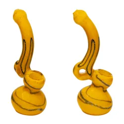 Yellow Frit Design Glass Bubbler 7 Inches - GLASS BUBBLE 7"